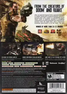 Rage (USA) box cover back